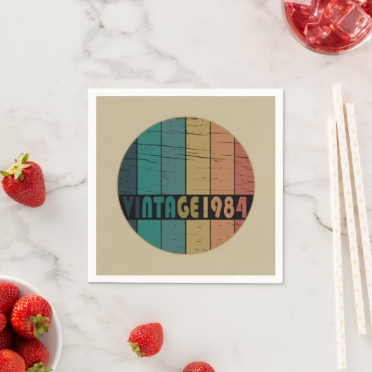 1984生まれ年のヴィンテージ スタンダードカクテルナプキン (インサイチュ)