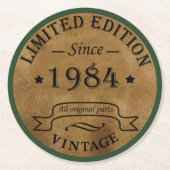 1984生まれ年のヴィンテージ ラウンドペーパーコースター (正面)