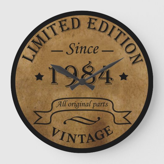 1984生まれ年のヴィンテージ ラージ壁時計 (正面)
