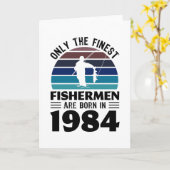 1984生まれ年40歳の誕生日魚釣りプレゼント カード (黄色い花)