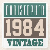 1984生まれ年、ギフトパーソナライズされた ガラスコースター (正面)