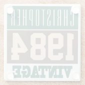 1984生まれ年、ギフトパーソナライズされた ガラスコースター (裏面)