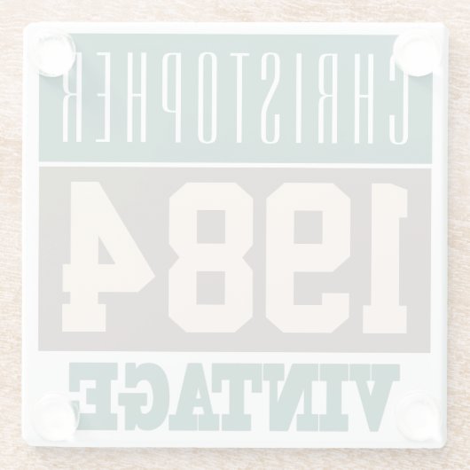 1984生まれ年、ギフトパーソナライズされた ガラスコースター (裏面)