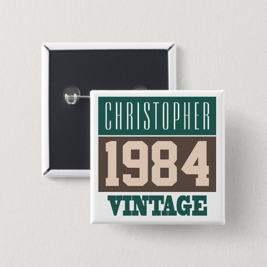 1984生まれ年、ギフトパーソナライズされた 缶バッジ (正面&裏面)