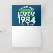 1984素晴らし年閏年日以後2月29誕生日 箔グリーティングカード (内側レイダウン)