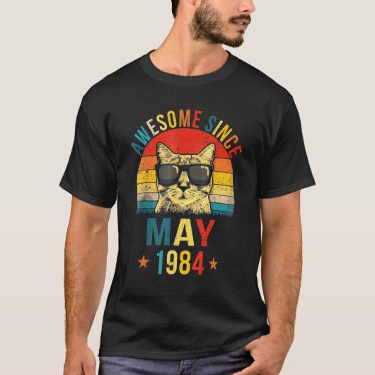 1984素晴らし年5月38誕生日猫 Tシャツ (正面)