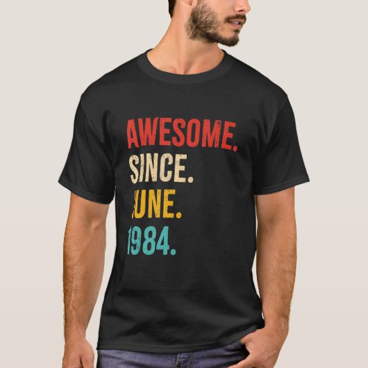 1984素晴らし年6月以来ヴィンテージ38誕生日38 Y Tシャツ (正面)