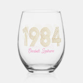 1984金ゴールドピンク40歳の誕生日 ステムなしワイングラス (裏面)