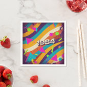 1984 -レトロヴィンテージ80sネオン幾何学模様 – スタンダードカクテルナプキン (インサイチュ)