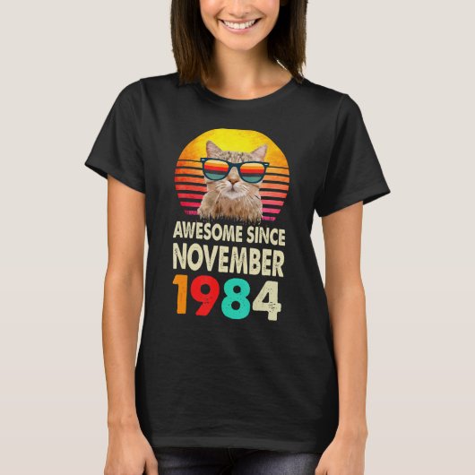 1984 素晴らし年11月38誕生日Cat Vint Tシャツ (正面)