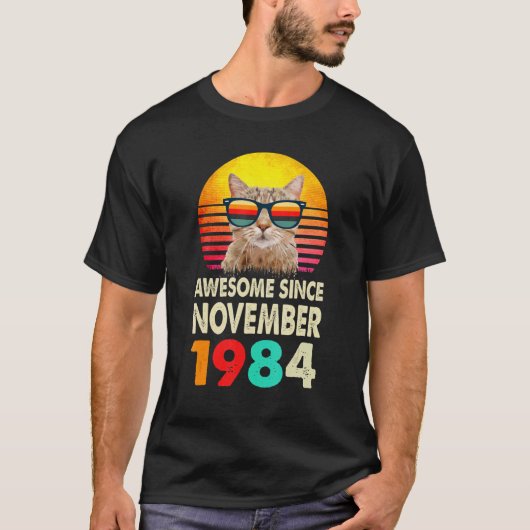 1984 素晴らし年11月38誕生日Cat Vint Tシャツ (正面)