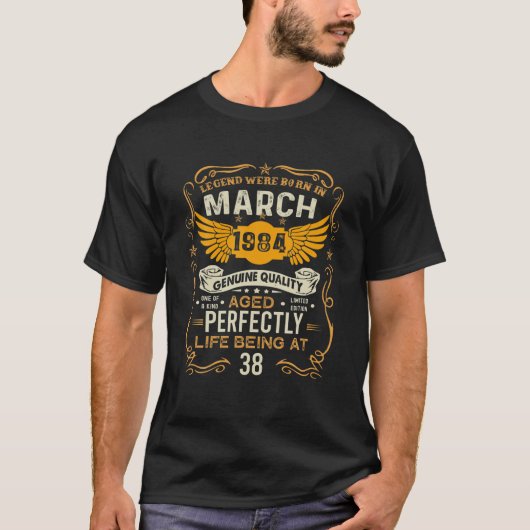 1984 38歳ギフトヴィンテージ1984年3月38th Bir Tシャツ (正面)