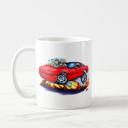 1984-93年のコルベットの赤車 コーヒーマグカップ (左)