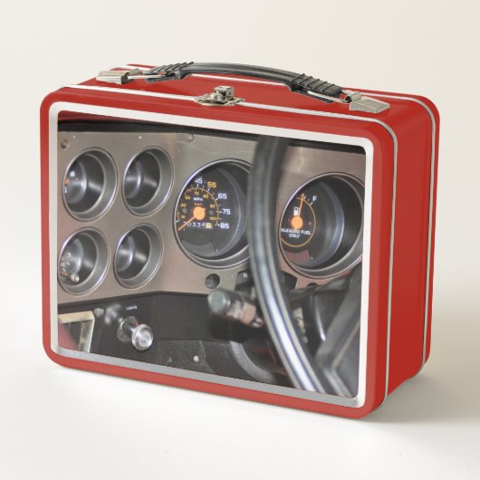 1985クラシック年ピックアップトラックダッシュボード メタルランチボックス (正面)