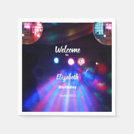 1985ディスコボール40th誕生日パーティの招待状 スタンダードカクテルナプキン