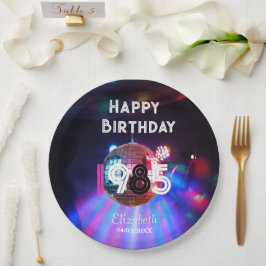 1985ディスコボール40th誕生日パーティの招待状 ペーパープレート