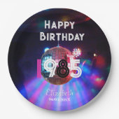 1985ディスコボール40th誕生日パーティの招待状 ペーパープレート (正面)