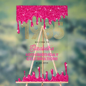 1985ピンクグリッタードリップ40th誕生日へようこそ アクリルサイン (ニュートラル)