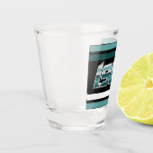 1985レトロストライプティール(緑がかった色) ショットグラス (左)