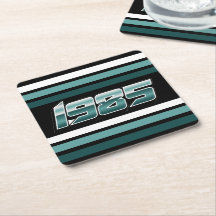 1985レトロストライプティール（緑がかった色）