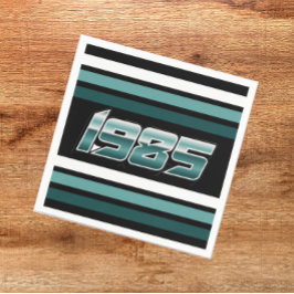 1985レトロストライプティール（緑がかった色）ナプキン スタンダードカクテルナプキン