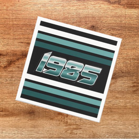 1985レトロストライプティール（緑がかった色）ナプキン スタンダードカクテルナプキン