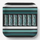 1985レトロストライプティール（緑がかった色） ペーパープレート (正面)