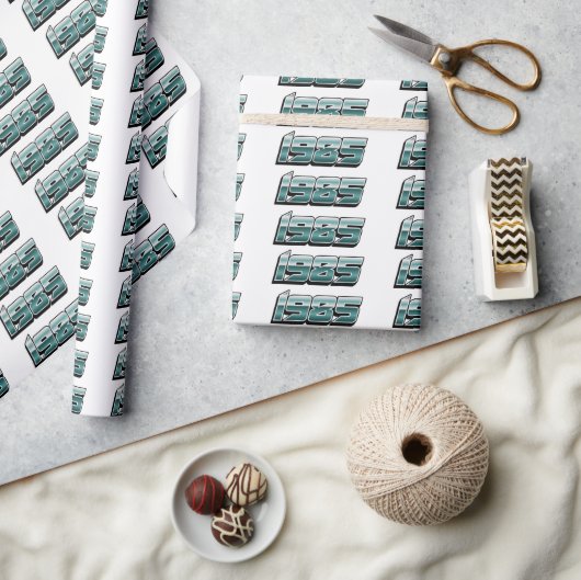 1985レトロストライプティール（緑がかった色） ラッピングペーパー (クラフト)