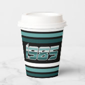 1985レトロストライプティール（緑がかった色） 紙コップ (正面)