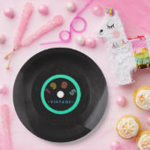 1985ヴィンテージレトロストライプネオンビニールレコード ペーパープレート (パーティー)