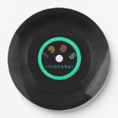 1985ヴィンテージレトロストライプネオンビニールレコード ペーパープレート (正面)