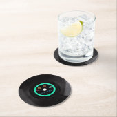 1985ヴィンテージレトロストライプネオンビニールレコード ラウンドペーパーコースター (インサイチュ)