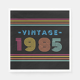 1985ヴィンテージレトロストライプネオンブライトナプキンス スタンダードランチョンナプキン