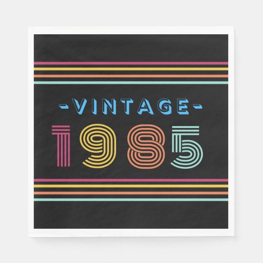 1985ヴィンテージレトロストライプネオンブライトナプキンス スタンダードランチョンナプキン (正面)