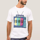 1985ヴィンテージレトロストライプネオンブライト Tシャツ (正面)