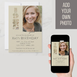 1985年の40歳生まれの誕生日写真ミニマル 招待状