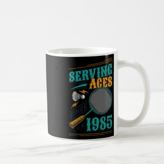 1985年バドミントン愛好家40誕生以来エースを提供 コーヒーマグカップ (右)