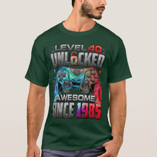 1985年生まれの40歳の誕生日おめでとう Level 40 アンロックド オーサム Tシャツ