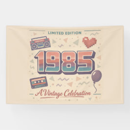 1985年生まれ ヴィンテージバナー フラットカード | レトロ 横断幕