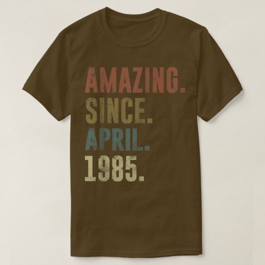 1985年4月以来37誕生日ヴィンテージ驚き Tシャツ (デザイン正面)