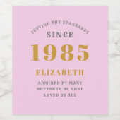 1985年40歳生まれ生誕祭名Pink Grayを追加 ワインラベル (シングルラベル)