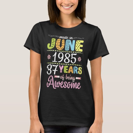 1985年6月に作られた花誕生日37歳Bei Tシャツ (正面)