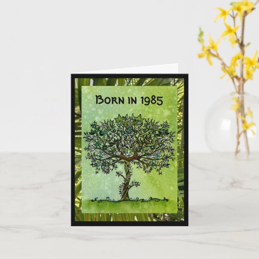 1985生まれ年に誕生日おもしろい事実と共に カード (黄色い花)