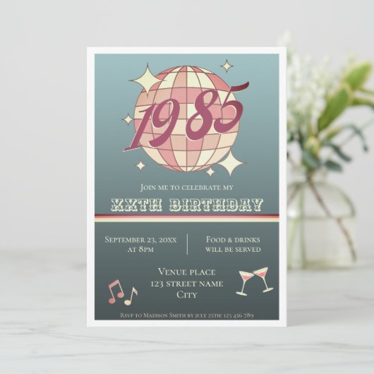 1985生まれ年39歳40歳の誕生日パーティの招待状 招待状 (スタンド正面)