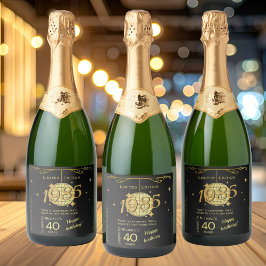 1985生まれ年40歳の誕生日パーティーワインラベルセット スパークリングワインラベル
