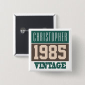 1985生まれ年、ギフトパーソナライズされた 缶バッジ (正面&裏面)
