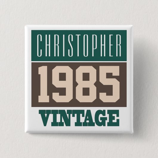 1985生まれ年、ギフトパーソナライズされた 缶バッジ (正面)