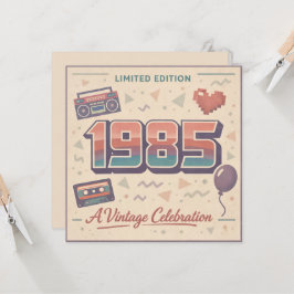 1985 ビンテージ誕生日フラットカード - レトロ80's 限定