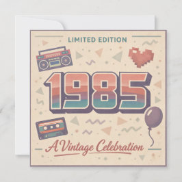 1985 ビンテージ誕生日フラットカード - レトロ80's 限定