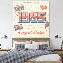 1985 ビンテージ 誕生日 キャンバスプリント - レトロ限定版
